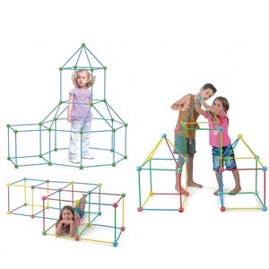 PP Plastic <span class=keywords><strong>Tent</strong></span> Bouwstenen Set, In elkaar grijpende Buizen en Verbinders voor Creatief Spelen van Kinderen, Kasteel Tunnel <span class=keywords><strong>Tent</strong></span> Structuren - Product Image 1