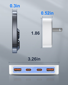 <b>USB</b> Wall Charger 4 Ports PD 20W Fast <b>Charging</b> with Retractable <b>Cables</b> Universal for Home Office Use - Product Image 2