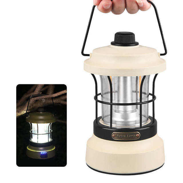 Vintage Lantern Usb C Rechargeable Retro Tent Waterproof Light Outdoor Led Camping Lamp