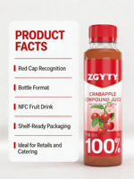 Yutangyuan 100% Crabapple fruitsap, versgeperst, zonder suiker, zonder conserveermiddelen, 300ml, draagbare fles, drinkbaar, 12 maanden houdbaar