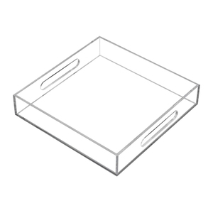 <strong>Acrylic</strong> Serving Platter with Handles, <strong>Lucite</strong> <strong>Nightstand</strong> Dresser Bathroom Organizer, Square <strong>Acrylic</strong> Serving Tray (Clear12''x12'')