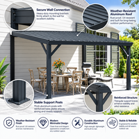 Pergola murale en aluminium avec toit rigide en métal, abri de patio incliné pour jardin