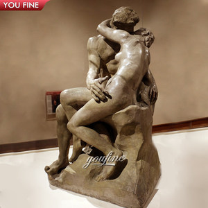 Youfine tùy chỉnh ngoài trời Vườn đá tự nhiên Tay Chạm Khắc vài bức tượng auguste Rodin đá cẩm thạch hôn điêu khắc - Product Image 2