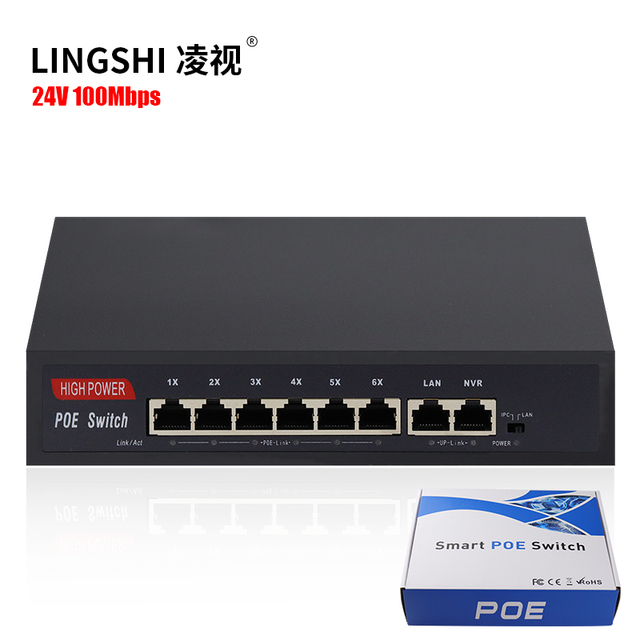 Output 24v Poe Ethernet Switch 6 Port 1.5G Multi-Gigabit Easy Smart Unmanaged PoE Desktop Switch With 2 Uplink 1.5G
