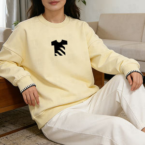 Sudadera de Cuello Redondo Extra Grande de Felpa de Algodón para Mujer, Diseño Personalizado al por Mayor, de Alta Calidad, Estilo Urbano Informal - Product Image 3