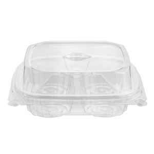 Caja de magdalenas profesional, contenedor de alimentos de plástico, embalaje con bisagras a prueba de manipulaciones, característica reciclable - Product Image 2