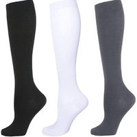 Bas de contention pour soulager la douleur, 15-20 mmHg, nylon blanc, mi-cuisses, varices, chaussettes de compression, tricot d'automne