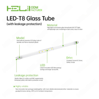 Tubo LED T8 de Vidrio de 4 Pies y 9.5W, Tipo B, de Una o Dos Extremidades, 85-277V CA, Conexión Directa, Alto Factor de Potencia (PF0.9), 50000H de Vida Útil, Bombilla de Iluminación Comercial