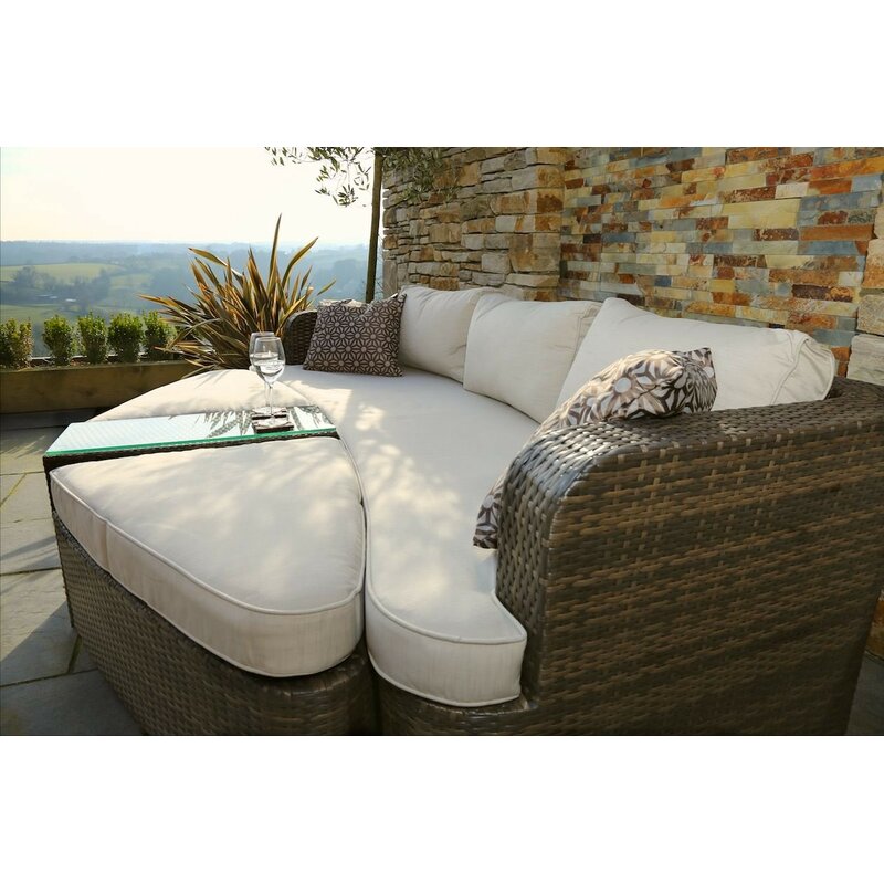 Popular new outdoor furniture garden sectional daybed rattan chaise lounge