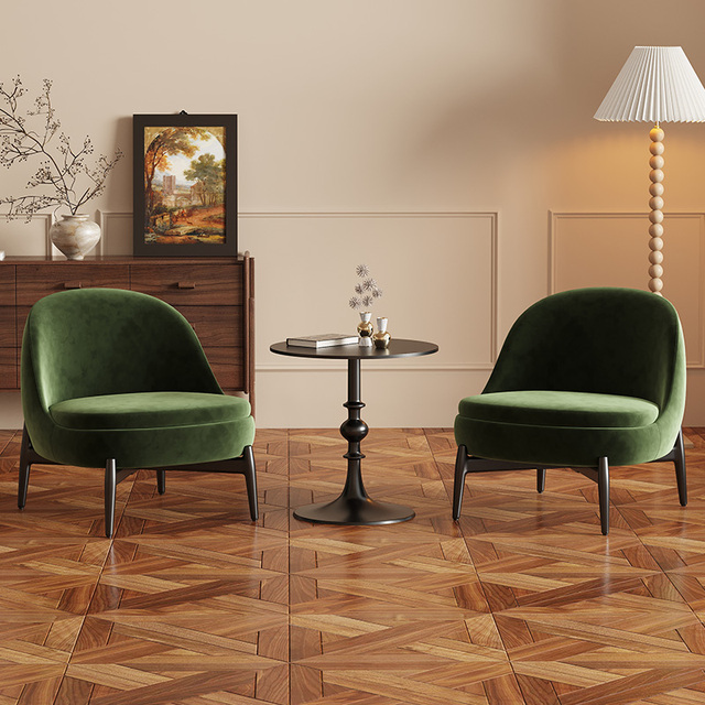 French Single Armchair Living Room Bedroom Retro Style Table and Chair Set Modern Mid-century Leisure Sofa