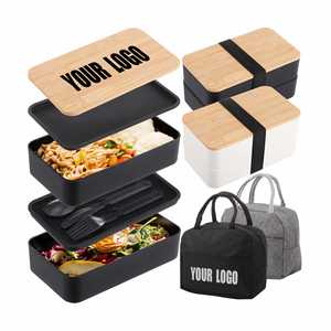 Boîte à lunch promotionnelle, boîte à bento de qualité alimentaire pour enfants et adultes, boîte à lunch double couche en PP avec sac à lunch et logo personnalisé - Product Image 1