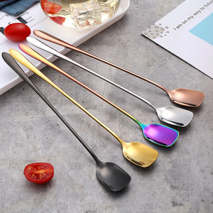 Cuchara de Acero Inoxidable 304 con Mango Largo, Cuchara para Bar, Cuchara para Mezclar Bebidas, Cuchara Cuadrada para Helado y Cócteles - Product Image 1