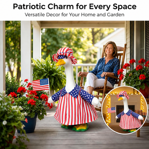 Patriotisches Veranda-Gänse-Outfit Amerikanische Flagge Langlebiges Tuch 23 Zoll Statue Unabhängigkeitstag Kostüm 250. Jahrestag USA - Product Image 3