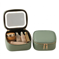 Kit de maquillage portable avec miroir LED mini USB en PU de haute qualité, personnalisé en usine, pour sac de voyage