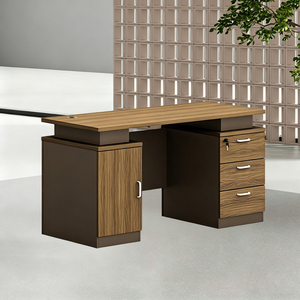 Escritorio de oficina de madera de Color nogal de excelente calidad con varios cajones, muebles de oficina, mesa de trabajo de ordenador para oficina en casa - Product Image 2