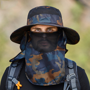 Sombrero de pescador de camuflaje al por mayor con cubierta de cara y cuello gorra de pesca de camuflaje al aire libre sombreros de pescador - Product Image 2