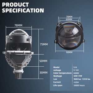 Sanvi Factory Wholesale S18 High Brightness Dual Laser 3inches 74w Refit Bi <b>Led</b> Headlights <b>Projector</b> Lens for Cars Motorcycle - Product Image 3