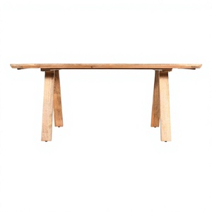 Table à manger en bois de manguier massif de qualité supérieure, base sculpturale, finition naturelle, marque Shree Ganpati Overseas, style Rajasthan moderne - Product Image 2