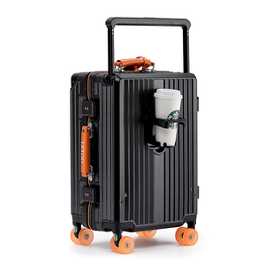 Leavesking Wide Trolley Koffer <span class=keywords><strong>Maleta</strong></span> de diseño de bloqueo de color con portavasos y rueda de patinaje Equipaje de cabina naranja 26 PULGADAS - Product Image 5