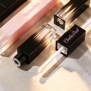 Tube de brillant à lèvres carré double embout 2-en-1 de 3 ml et 6 ml, étiquette privée, dégradé noir, blanc, rose, vide, pour huile à lèvres - Product Image 2