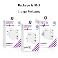 Cargador USB C PD de 160W 3C 3A, Adaptador de Corriente Tipo C, Estación de Carga USB Inteligente para Laptop, Teléfono, Tableta, Nuevo, Caja de Regalo Incluida