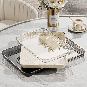 Grand plateau et assiette de service multifonctionnels, réutilisables, en plastique transparent écologique, de qualité alimentaire et durables, pour présentation de fête - Product Image 2