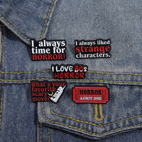 "J'ai toujours le temps pour l'horreur" série de textes émail broche timbre forme sac à dos Badge vêtements accessoires cadeaux