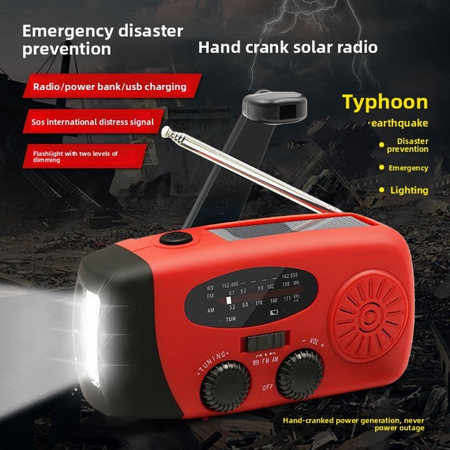 Multifunctional Portable 20000Mah Radio Hand Crank Solar Power FM AM WB  Weather Radio Emergency LED Flashlight Power Bank