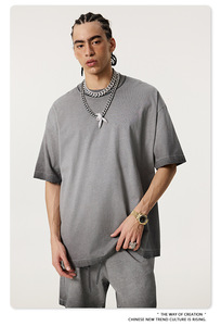 เสื้อยืดคอกลมแขนสั้นผู้ชาย ผ้าฝ้าย 100% ทรงปกติ สีพื้น ผ้าเจอร์ซีย์ถัก สวมใส่สบาย - Product Image 4