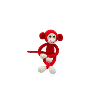 Kustom Kreatif Lengan Panjang Monyet Mainan Mewah Rajutan Wol Boneka Merenda Monyet Boneka Hewan Mainan Mewah
