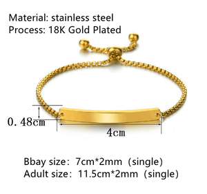 Adjustable Metal Baby Boy Custom Name Stainless Steel <b>Rope</b> <b>Bracelets</b> Bead Bar Engraving <b>Bracelet</b> Gold - Product Image 3