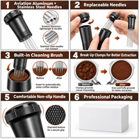 Aiguille WDT pour expresso en acier inoxydable, outil de distribution de poudre de café anti-agglomération, noir et argent, pour barista de café, vente en gros