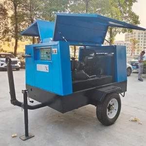 Airstone Portable Screw Air Compressor Diesel 190cfm air-compressors 185 CFM 145 psi 8bar 41kw 55HP 2 Wheel For Painting