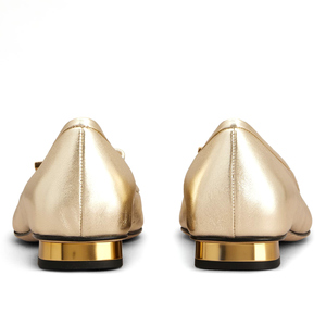 <span class=keywords><strong>Ballerine</strong></span> di Lusso in Pelle Metallizzata <span class=keywords><strong>Oro</strong></span> Champagne per Donne, Decorazione a Fiocco, Morbide, Comode, Leggere, Traspiranti e Antiscivolo - Product Image 2