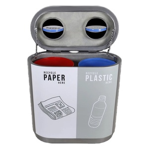 Indoor Fiberglass Recycling <b>Bin</b> Dual 60L Open Top Waste Container for Office Mall Hotel Use - Product Image 1