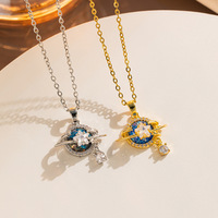SMing 18K Plaqué Or Zircon Planète Étoile En Acier Inoxydable Collier Pendentif Bijoux De Mode Chaîne pour Femmes