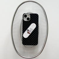 Coque de téléphone souple en gelée à pois Dalmatien avec support adhésif, mignonne et protectrice pour iPhone 17 16 15 14 13 X