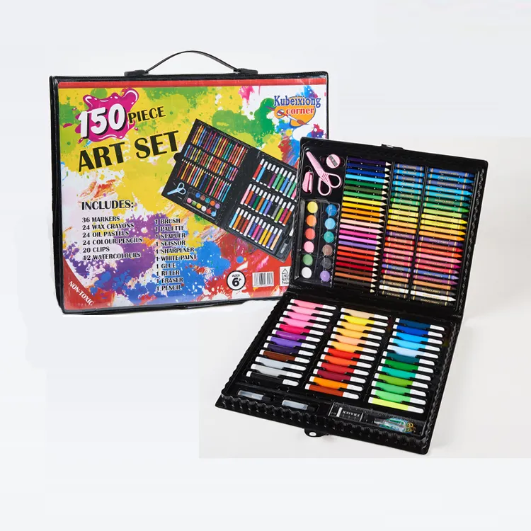 WEIBO Hot Selling Kinder Cartoon Farb stift Set Anpassbares Muster Ungiftige Kunst Briefpapier Set Kinder farbige Stift Kunst Set