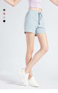 Pantalones cortos deportivos de Yoga de cintura alta para mujer, pantalones finos de verano con cordón de cinco minutos, bolsillos para correr, entrenamiento físico, patrón sólido - Product Image 5