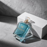 Flacon de parfum de luxe octogonal 30ml 50ml 100ml avec pulvérisateur à pompe sertie et capuchon transparent