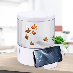 360 Desktop Aquarium fish Tank with 7 Colors LED Light and Filter Pump betta fish and golden fish