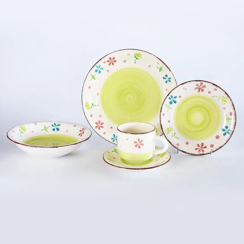 16 Stuks Kerst Handbeschilderd Servies Sets Groothandel Servies Sets Diner Set Met Herten Design