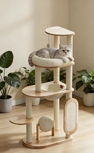 Arredo per Animali Domestici: Tiragraffi Classico Personalizzabile in Legno e Lino per Negozi di Articoli per Animali - Decorazioni Ecologiche per Halloween - Product Image 2