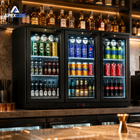 Réfrigérateur à boissons commercial à 3 portes sous comptoir, porte vitrée, avec éclairage LED pour bar, pub, restaurant