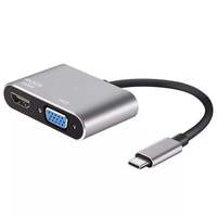 Adaptateur Hub 2-en-1 Type-C vers HDTV VGA 4K, Convertisseur Répartiteur Vidéo USB-C pour Ordinateur Portable, Tablette, PC Samsung