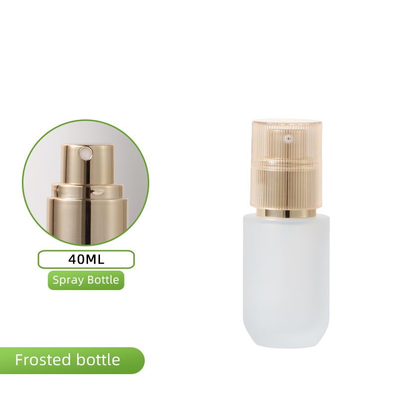 Flacon givré 40 ml - vaporisateur doré + couvercle jaune translucide rayé
