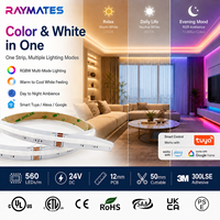 Bande LED COB RGBW 560 LED, haute luminosité, 16W par mètre, 24V, PCB 12mm, Ra90, découpable, IP20, IP65, IP67, IP68, étanche