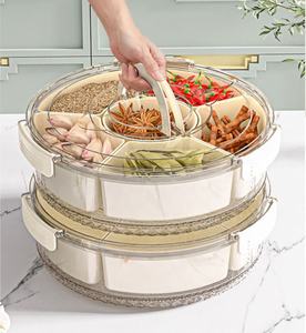 Plato Giratorio Hermético de 6 Compartimentos para Especias, Frutos Secos y Aperitivos, Transparente, para Cocina, Sala de Estar y Refrigerador, de PP, Venta al Por Mayor - Product Image 2