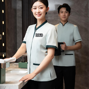 Vente en gros <span class=keywords><strong>prix</strong></span> en vrac logo personnalisé bouquet design ménage dames <span class=keywords><strong>commercial</strong></span> pour le personnel de nettoyage hôtel uniforme pour le ménage - Product Image 1