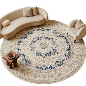 Tapis rond ethnique persan vintage, tapis d'intérieur pliable et lavable, tapis décoratif pour salon et chambre à coucher - Product Image 1